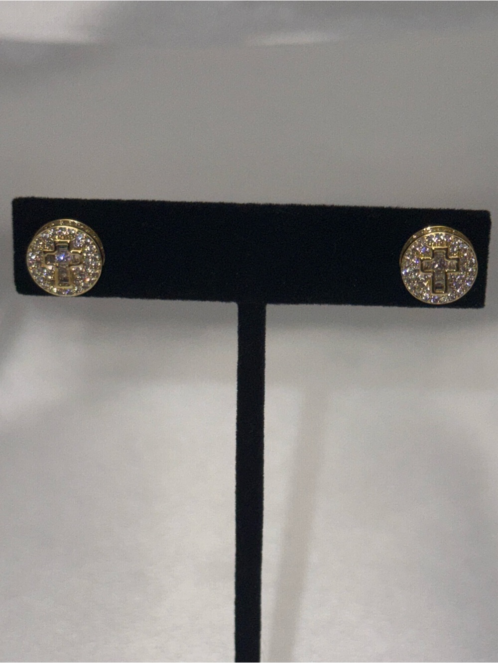18K Gold Dipped AAA CZ Cross Earrings